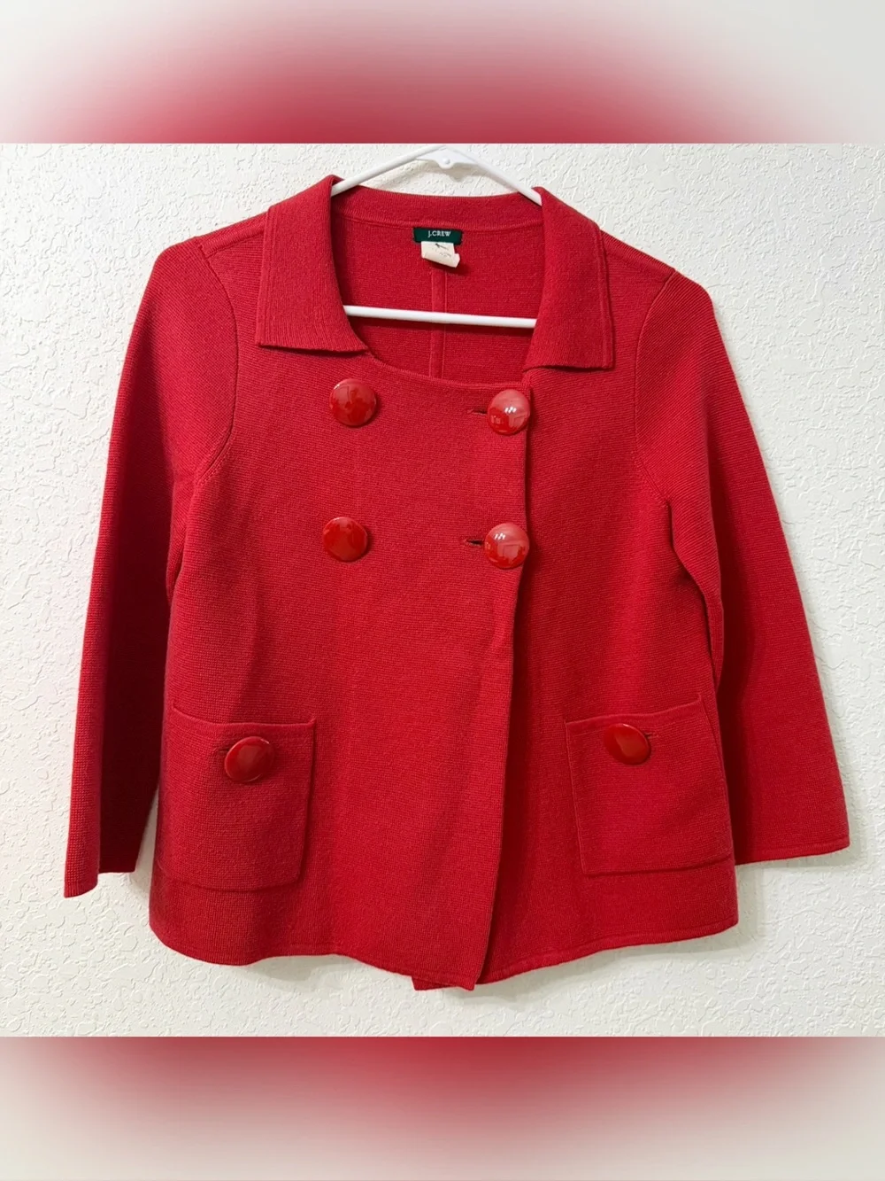 J. Crew Candace Knit Double-Breasted Wool Blend Jacket Blazer Cardigan Size S